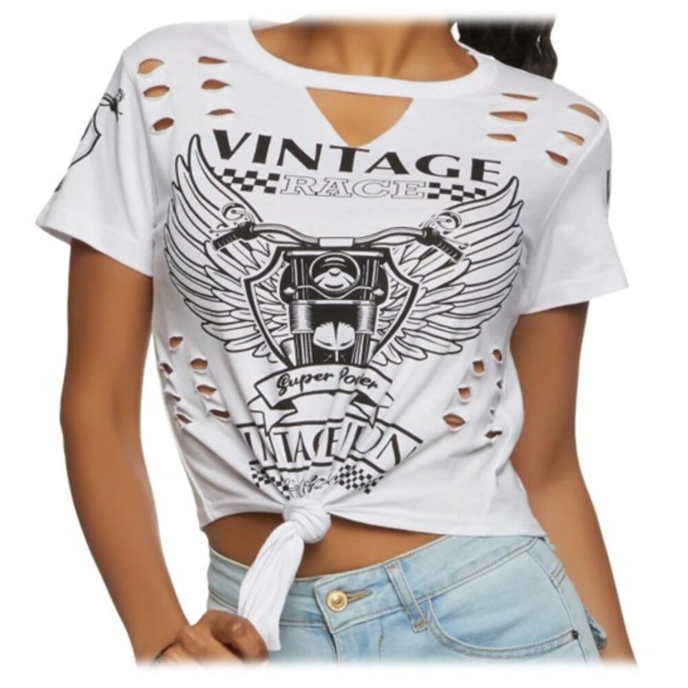 Vintage Race Laser Cut Graphic Tee